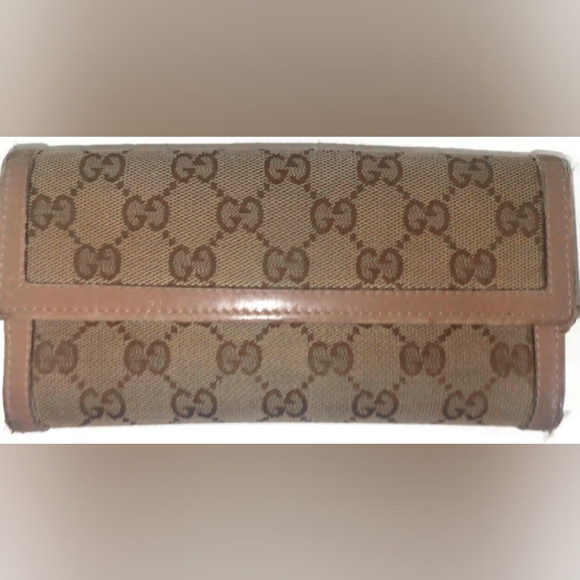 GUCCI GG PREOWNEDBEAUTIFULWALLET ,BEIGE AND BROWN